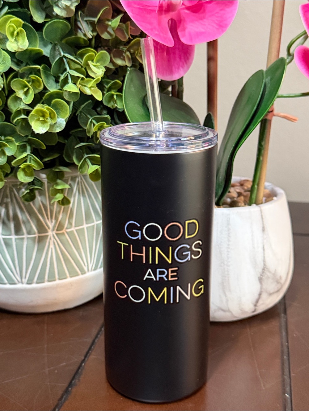 Stainless Steel Tumbler with straw. NWOT